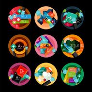 Set of flat design circle option infographics concepts N116