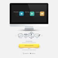 Website design elements Vcart portfolio template with computer and icons