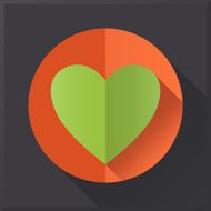 Flat design heart icon on black background
