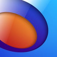 Cut out shiny blue and orange circle shapes abstract background