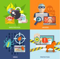 Hacker icons flat set N3