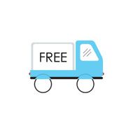 Line Icon with Flat Graphics Element of Free Delivery Car