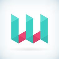 Modern letter W icon flat design element template