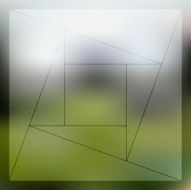 Mosaic pattern minimalistic geometric transparent shapes on blurred natural background