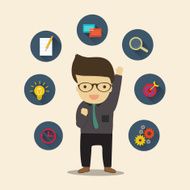 Businessman get idea cartoon vector illustration