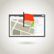 Map and a red flag Guidence concept N2