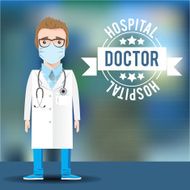 Vector doctor character on blurred background N2