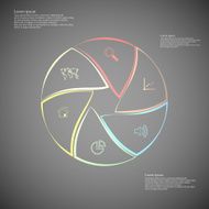 Rounded infographic consists of six parts on dark