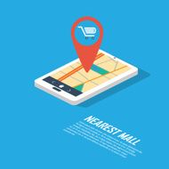 Smartphone navigation in modern flat design with a symbol of