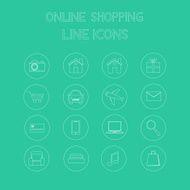 Online shopping line icons