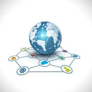 world with media network symbol for communication &amp; technology business concept N3