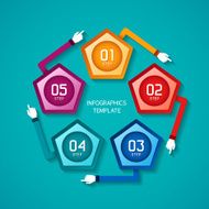 Abstract vector 5 steps infographic template in flat style N2