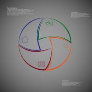 Infographic consists of four parts from lines on dark