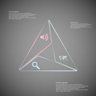 Infographic consists of three triangles from lines on dark