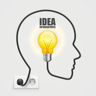 Head with a light bulb from the socket