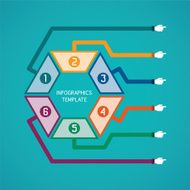 Abstract vector 5 steps infographic template in flat style N3