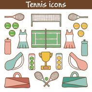 Set of hand drawn tennis icons N2