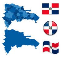 Dominican Republic Map and Flag Collection N2