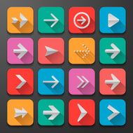 Set arrows icons flat UI design trend