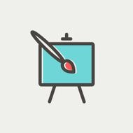 Chart and a paint brush thin line icon N3