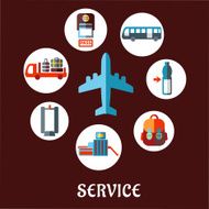 Airport flat concept with service pictograms