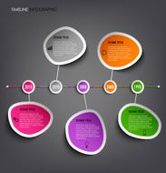 Time line info graphic with colored abstract stickers