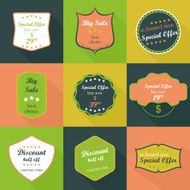 Flat labels and badges vintage set
