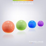 Modern 3d glossy ball elements vector timeline design template N2