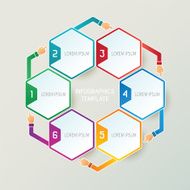 Abstract vector 6 steps infographic template in 3D style