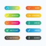 Modern banner button with social icon design options Vector N6
