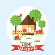 Vector garden illustration in flat style N7
