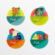 Set of flat design circle infographic icons N62