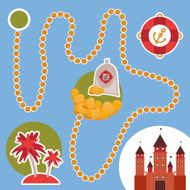 pirate treasure island castle game for Preschool Children Vector