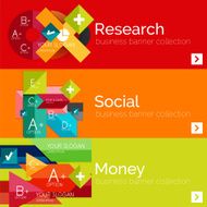 Flat design paper infographic banner set N228
