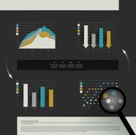 Page layout Set of business graphs on black exclusive background