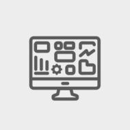Monitor with business graph thin line icon N4