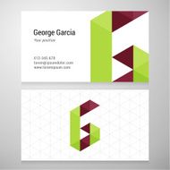 Modern letter G origami Business card template