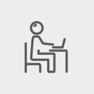 Businessman and laptop thin line icon N2