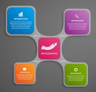 Abstract glass infographic design template in the square form