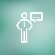 Businessman with speech bubble thin line icon N2