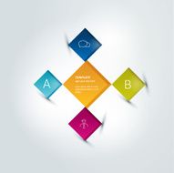 Networt square speech bubbles flow chart Infographics