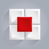 Infographics background with white and red cubes