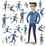 Flat people icons situations web infographic vector set Men lifestyle N17