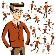 Flat people icons situations web infographic vector set Men lifestyle N18