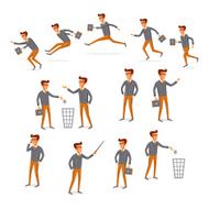 Flat people icons situations web infographic vector set Men lifestyle N19