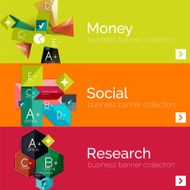 Flat design paper infographic banner set N229