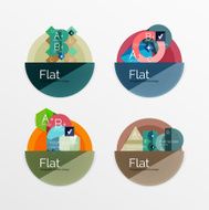 Set of flat design circle infographic icons N63