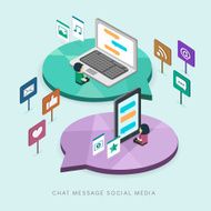 flat 3d isometric social media concept illustration N2