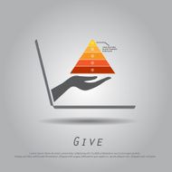 hand hold triangle graph success vector icon