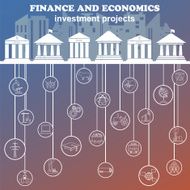 Economics and finance infographic Investment projects Banks N29